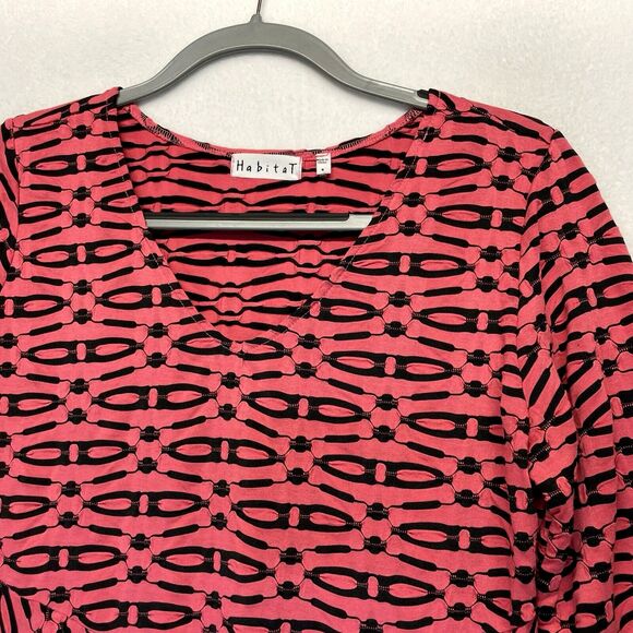 Habitat Clothes to Live In Top Size Small Crinkle Pullover 1/2 Sleeve V-Neck - Picture 2 of 5